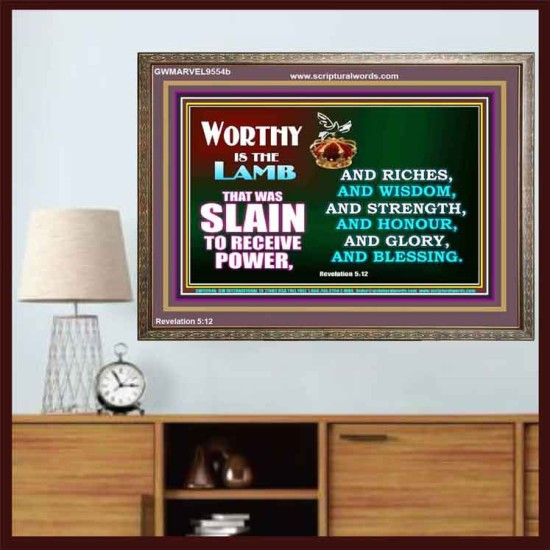 THE LAMB OF GOD THAT WAS SLAIN OUR LORD JESUS CHRIST  Children Room Wooden Frame  GWMARVEL9554b  