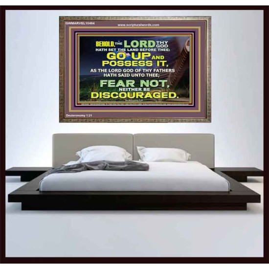 BE NOT DISCOURAGED GO UP AND POSSESS THE LAND  Bible Verse Wooden Frame  GWMARVEL10464  