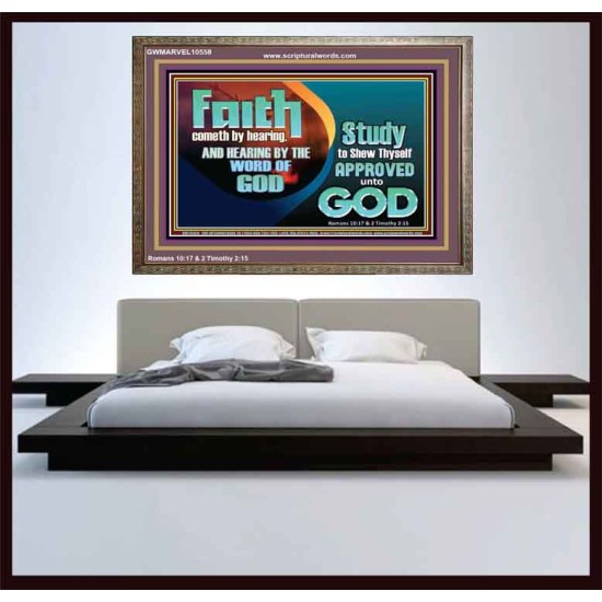 FAITH COMES BY HEARING THE WORD OF CHRIST  Christian Quote Wooden Frame  GWMARVEL10558  