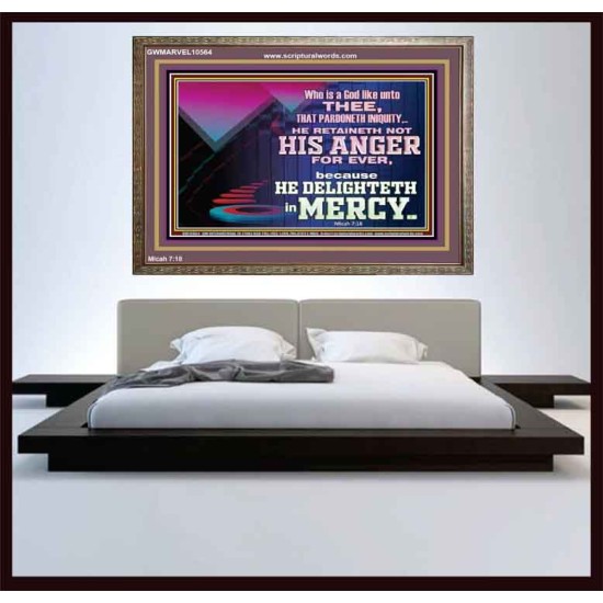 THE LORD DELIGHTETH IN MERCY  Contemporary Christian Wall Art Wooden Frame  GWMARVEL10564  