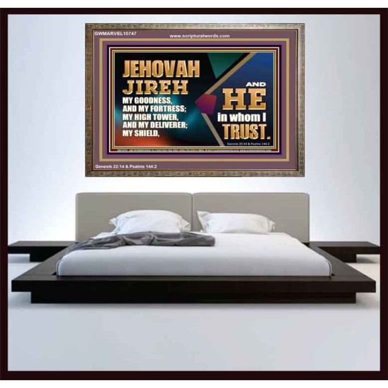 JEHOVAH JIREH OUR GOODNESS FORTRESS HIGH TOWER DELIVERER AND SHIELD  Scriptural Wooden Frame Signs  GWMARVEL10747  