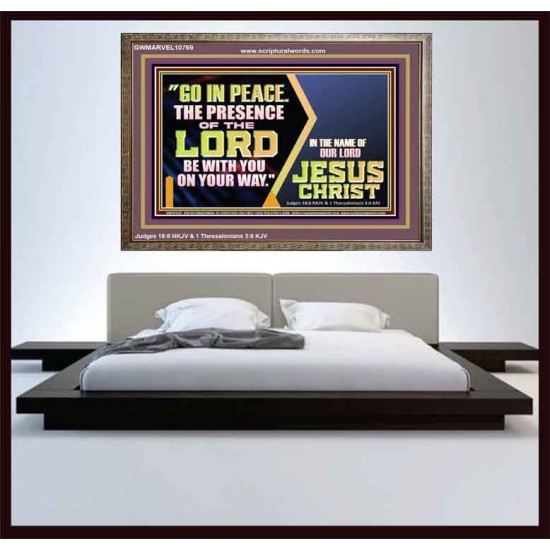 GO IN PEACE THE PRESENCE OF THE LORD BE WITH YOU ON YOUR WAY  Scripture Art Prints Wooden Frame  GWMARVEL10769  