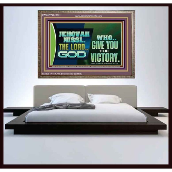 JEHOVAHNISSI THE LORD GOD WHO GIVE YOU THE VICTORY  Bible Verses Wall Art  GWMARVEL10774  