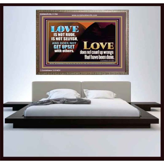 LOVE IS NOT RUDE AND IS NOT SELFISH  Sanctuary Wall Wooden Frame  GWMARVEL11760  