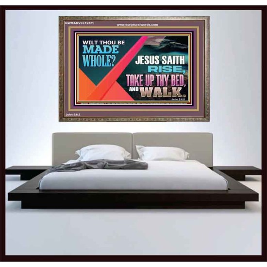 JESUS SAITH RISE TAKE UP THY BED AND WALK  Unique Scriptural Wooden Frame  GWMARVEL12321  