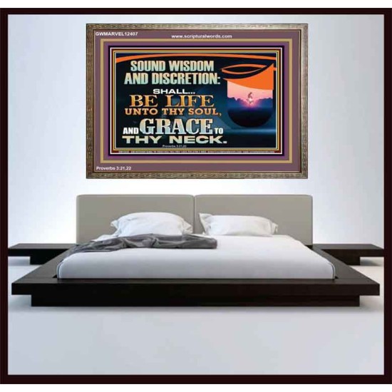 SOUND WISDOM AND DISCRETION SHALL BE LIFE UNTO THY SOUL  Children Room Wall Wooden Frame  GWMARVEL12407  