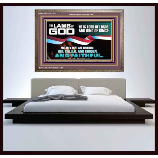 THE LAMB OF GOD LORD OF LORD AND KING OF KINGS  Scriptural Verse Wooden Frame   GWMARVEL12705  