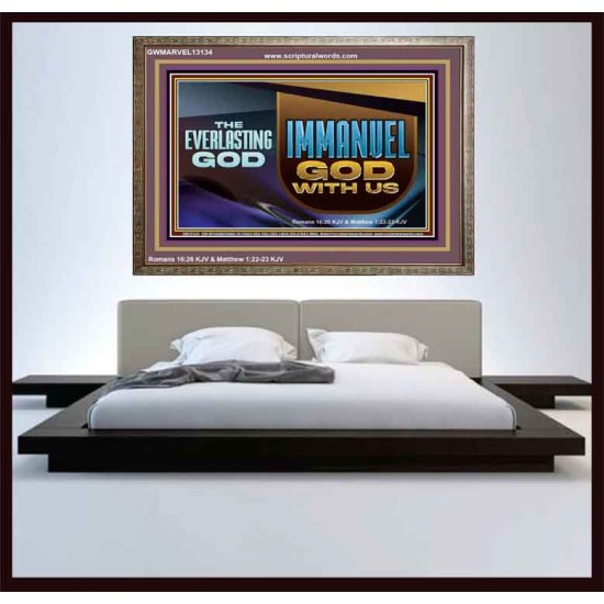 THE EVERLASTING GOD IMMANUEL..GOD WITH US  Contemporary Christian Wall Art Wooden Frame  GWMARVEL13134  