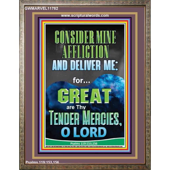 CONSIDER MINE AFFLICTION O LORD MY GOD  Christian Quote Portrait  GWMARVEL11782  