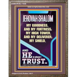 JEHOVAH SHALOM MY GOODNESS MY FORTRESS MY HIGH TOWER MY DELIVERER MY SHIELD  Unique Scriptural Portrait  GWMARVEL11936  "31X36"