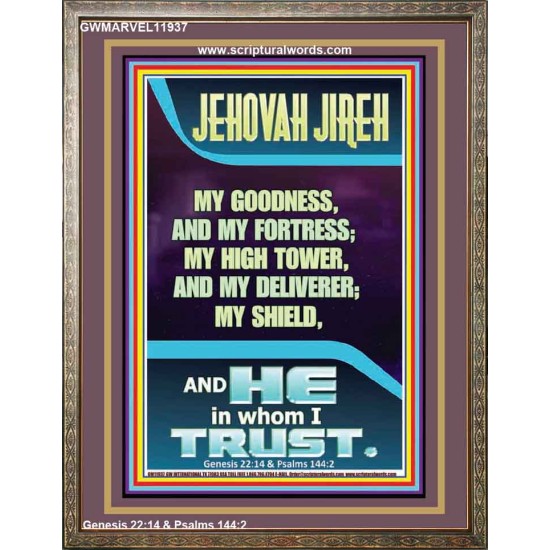 JEHOVAH JIREH MY GOODNESS MY HIGH TOWER MY DELIVERER MY SHIELD  Unique Power Bible Portrait  GWMARVEL11937  