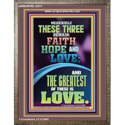 THESE THREE REMAIN FAITH HOPE AND LOVE AND THE GREATEST IS LOVE  Scripture Art Portrait  GWMARVEL12011  