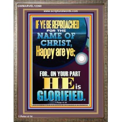 IF YE BE REPROACHED FOR THE NAME OF CHRIST HAPPY ARE YE  Contemporary Christian Wall Art  GWMARVEL12260  "31X36"