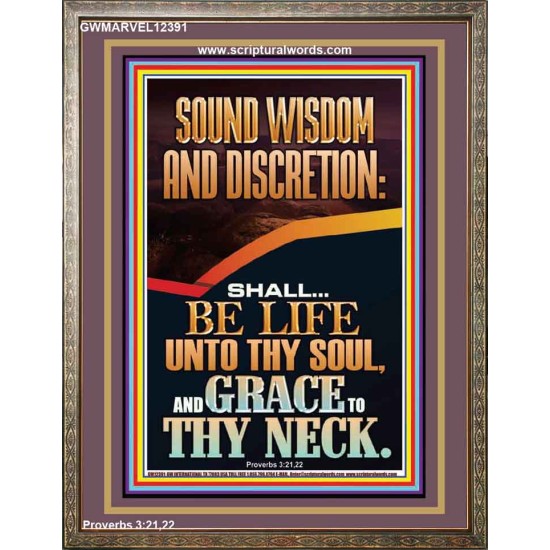 SOUND WISDOM AND DISCRETION SHALL BE LIFE UNTO THY SOUL  Bible Verse for Home Portrait  GWMARVEL12391  