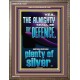 THE ALMIGHTY SHALL BE THY DEFENCE AND THOU SHALT HAVE PLENTY OF SILVER  Christian Quote Portrait  GWMARVEL13027  