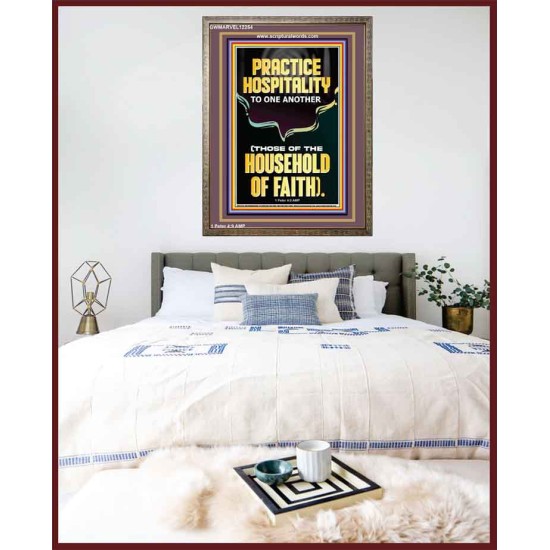 PRACTICE HOSPITALITY TO ONE ANOTHER  Contemporary Christian Wall Art Portrait  GWMARVEL12254  