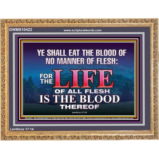 LIFE OF FLESH IS THE BLOOD EAT NO MANNER OF FLESH WITH BLOOD  Church Wooden Frame  GWMS10422  