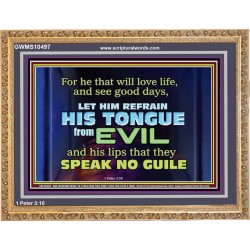 KEEP YOUR TONGUES FROM ALL EVIL  Bible Scriptures on Love Wooden Frame  GWMS10497  "34x28"