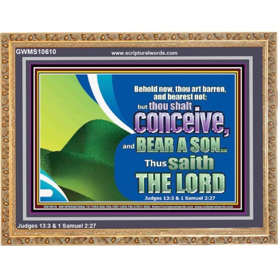 BEHOLD NOW THOU SHALL CONCEIVE  Custom Christian Artwork Wooden Frame  GWMS10610  