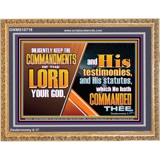 DILIGENTLY KEEP THE COMMANDMENTS OF THE LORD OUR GOD  Ultimate Inspirational Wall Art Wooden Frame  GWMS10719  