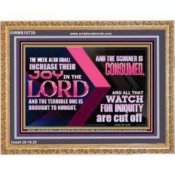 THE MEEK ALSO SHALL INCREASE THEIR JOY IN THE LORD  Scriptural Décor Wooden Frame  GWMS10735  "34x28"