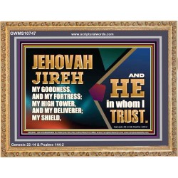 JEHOVAH JIREH OUR GOODNESS FORTRESS HIGH TOWER DELIVERER AND SHIELD  Scriptural Wooden Frame Signs  GWMS10747  "34x28"