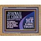 JEHOVAH EL GIBBOR MIGHTY GOD OUR GOODNESS FORTRESS HIGH TOWER DELIVERER AND SHIELD  Encouraging Bible Verse Wooden Frame  GWMS10751  