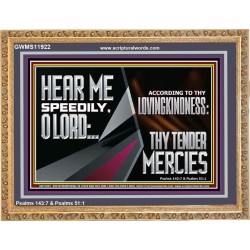 HEAR ME SPEEDILY O LORD ACCORDING TO THY LOVINGKINDNESS  Ultimate Inspirational Wall Art Wooden Frame  GWMS11922  "34x28"