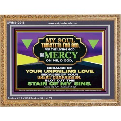 MY SOUL THIRSTETH FOR GOD THE LIVING GOD HAVE MERCY ON ME  Sanctuary Wall Wooden Frame  GWMS12016  "34x28"