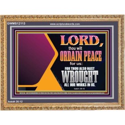 THE LORD WILL ORDAIN PEACE FOR US  Large Wall Accents & Wall Wooden Frame  GWMS12113  "34x28"