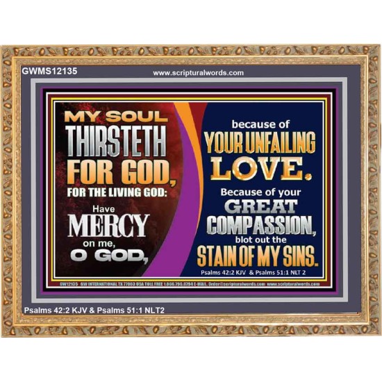 MY SOUL THIRSTETH FOR GOD THE LIVING GOD HAVE MERCY ON ME  Custom Christian Artwork Wooden Frame  GWMS12135  