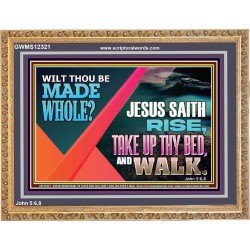 JESUS SAITH RISE TAKE UP THY BED AND WALK  Unique Scriptural Wooden Frame  GWMS12321  "34x28"