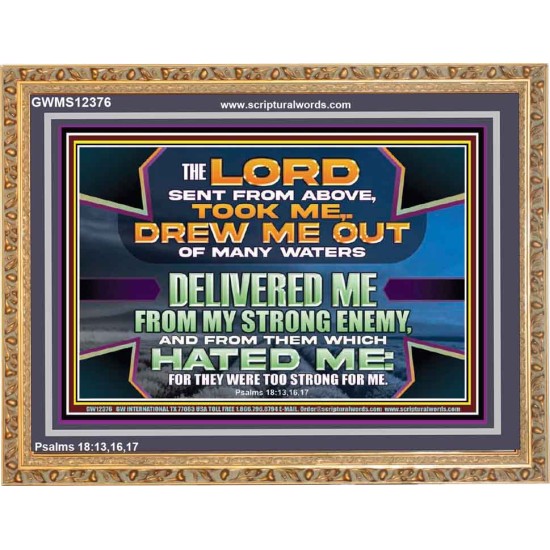 DELIVERED ME FROM MY STRONG ENEMY  Sanctuary Wall Wooden Frame  GWMS12376  