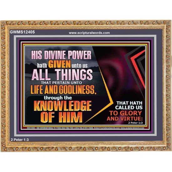 HIS DIVINE POWER HATH GIVEN UNTO US ALL THINGS  Eternal Power Wooden Frame  GWMS12405  