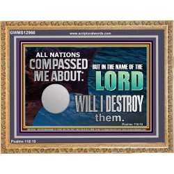 IN THE NAME OF THE LORD WILL I DESTROY THEM  Biblical Paintings Wooden Frame  GWMS12966  "34x28"
