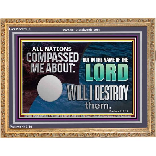 IN THE NAME OF THE LORD WILL I DESTROY THEM  Biblical Paintings Wooden Frame  GWMS12966  
