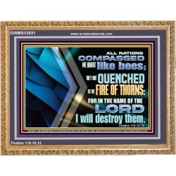 QUENCHED AS THE FIRE OF THORNS IN THE NAME OF THE LORD  Unique Power Bible Wooden Frame  GWMS13031  "34x28"