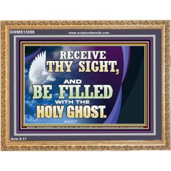 RECEIVE THY SIGHT AND BE FILLED WITH THE HOLY GHOST  Sanctuary Wall Wooden Frame  GWMS13056  "34x28"