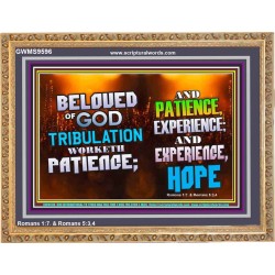 TRIBULATION BRINGS ABOUT PATIENCE EXPERIENCE AND HOPE  Christian Art Work Wooden Frame  GWMS9596  
