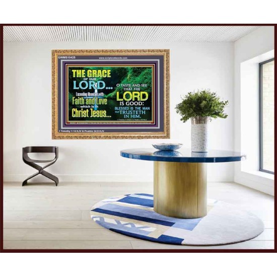 SEEK THE EXCEEDING ABUNDANT FAITH AND LOVE IN CHRIST JESUS  Ultimate Inspirational Wall Art Wooden Frame  GWMS10425  