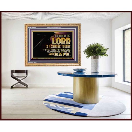 THE NAME OF THE LORD IS A STRONG TOWER  Contemporary Christian Wall Art  GWMS10542  