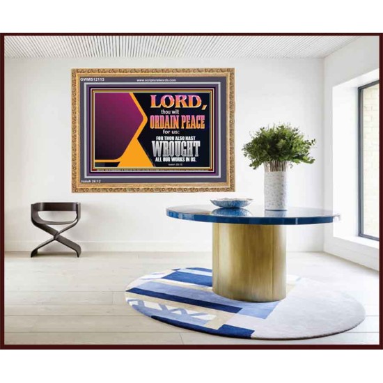 THE LORD WILL ORDAIN PEACE FOR US  Large Wall Accents & Wall Wooden Frame  GWMS12113  