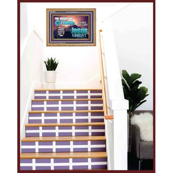 IN JESUS CHRIST MIGHTY NAME MOUNTAIN SHALL BE THINE  Hallway Wall Wooden Frame  GWMS9910  