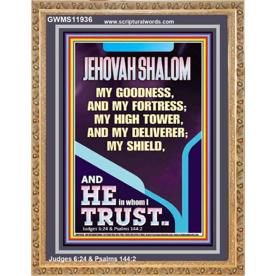 JEHOVAH SHALOM MY GOODNESS MY FORTRESS MY HIGH TOWER MY DELIVERER MY SHIELD  Unique Scriptural Portrait  GWMS11936  