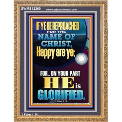 IF YE BE REPROACHED FOR THE NAME OF CHRIST HAPPY ARE YE  Contemporary Christian Wall Art  GWMS12260  "28x34"