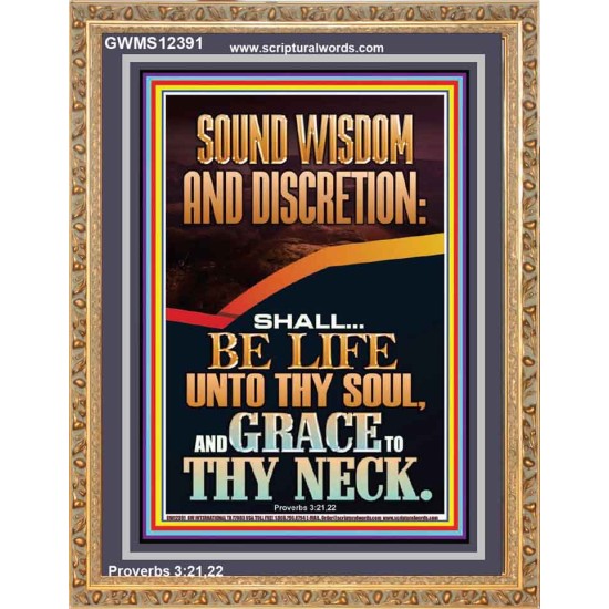 SOUND WISDOM AND DISCRETION SHALL BE LIFE UNTO THY SOUL  Bible Verse for Home Portrait  GWMS12391  