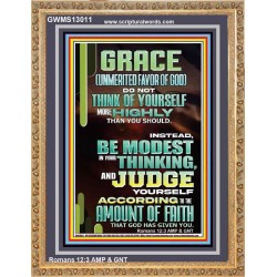 GRACE UNMERITED FAVOR OF GOD BE MODEST IN YOUR THINKING AND JUDGE YOURSELF  Christian Portrait Wall Art  GWMS13011  "28x34"
