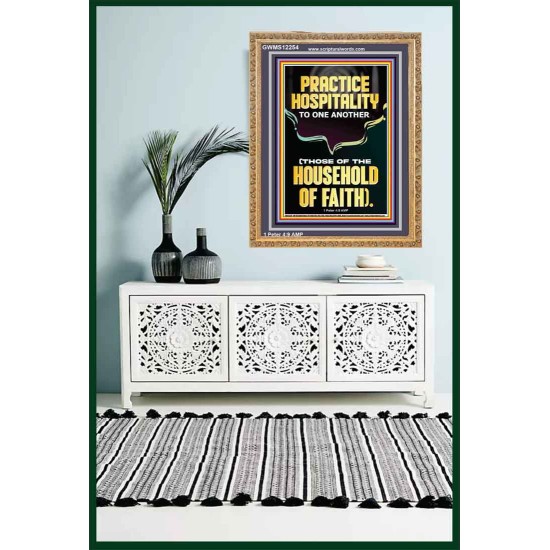 PRACTICE HOSPITALITY TO ONE ANOTHER  Contemporary Christian Wall Art Portrait  GWMS12254  