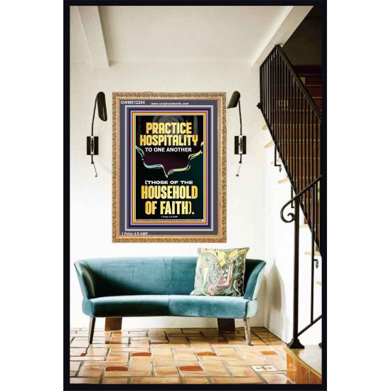 PRACTICE HOSPITALITY TO ONE ANOTHER  Contemporary Christian Wall Art Portrait  GWMS12254  