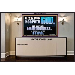 FEAR GOD AND WORKETH RIGHTEOUSNESS  Sanctuary Wall Portrait  GWOVERCOMER10406  "62x44"